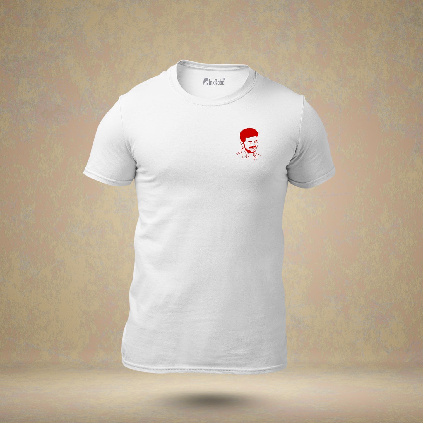 VIJAY FACE LOGO (Red Theme) for TVK Round Neck T-Shirt