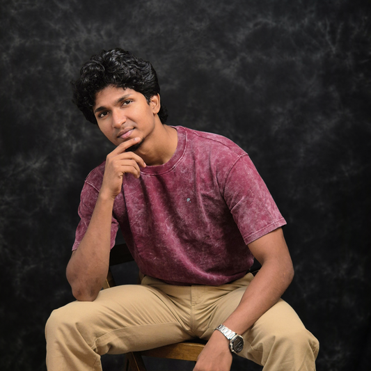 INKROBE'S ACID WASH MAROON DROP SHOULDER T-SHIRT