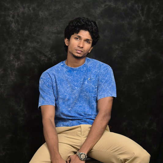 INKROBE'S ACID WASH DENIM BLUE DROP SHOULDER T-SHIRT