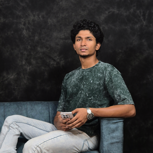 INKROBE'S ACID WASH BOTTLE GREEN DROP SHOULDER T-SHIRT