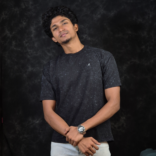 INKROBE'S ACID WASH BLACK DROP SHOULDER T-SHIRT