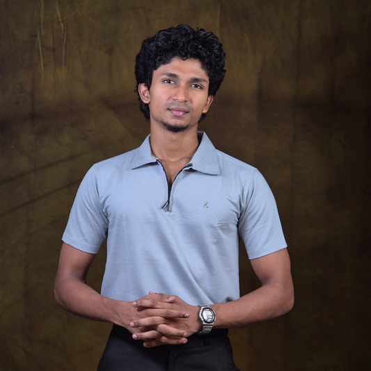 INKROBE'S GREY ZIPPER POLO T-SHIRT