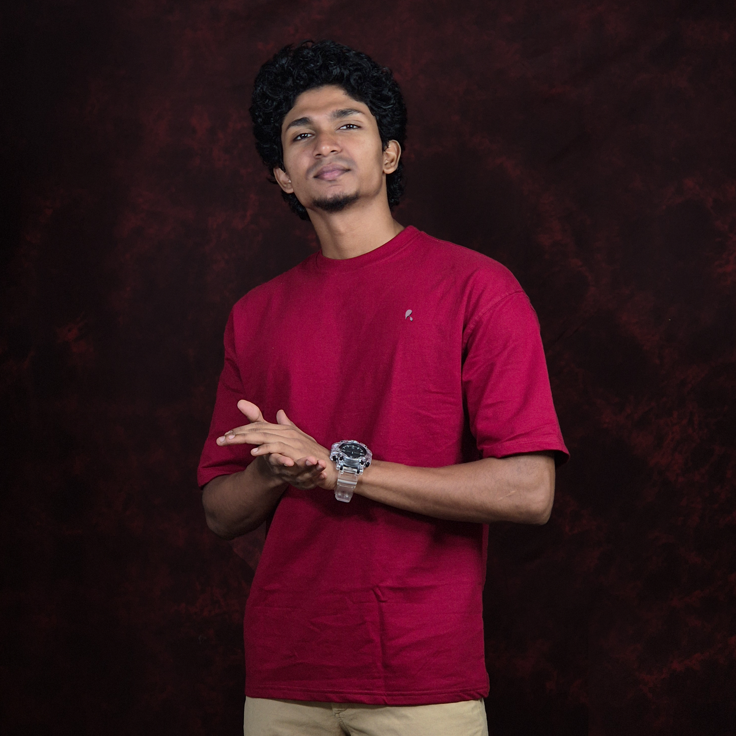 INKROBE'S RED PLAIN OVERSIZED T-SHIRT