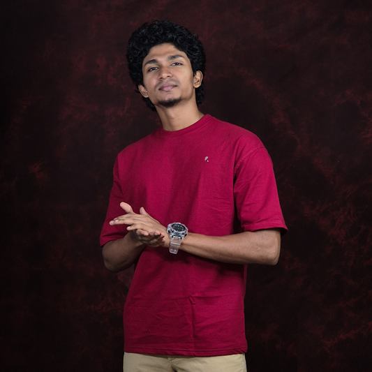 INKROBE'S RED PLAIN OVERSIZED T-SHIRT