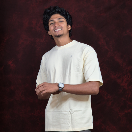 INKROBE'S IVORY PLAIN OVERSIZED T-SHIRT