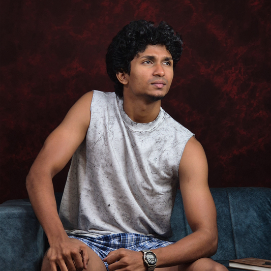 INKROBE'S WHITE ACID WASH TANKTOP SLEEVELESS T-SHIRT