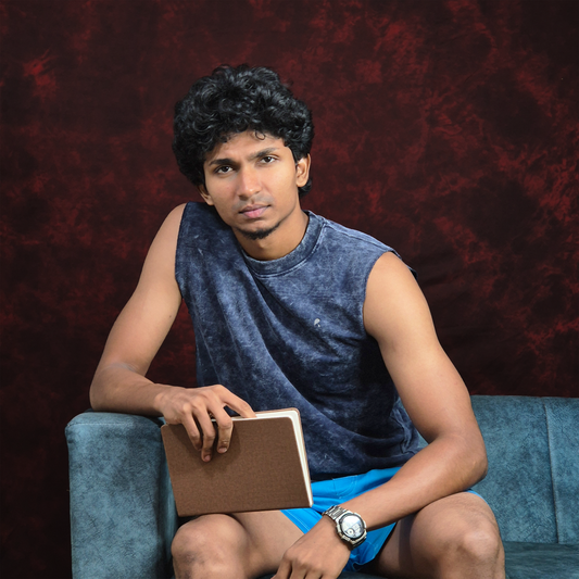 INKROBE'S NAVY BLUE ACID WASH TANKTOP SLEEVELESS T-SHIRT