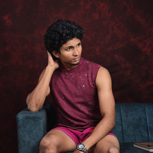 INKROBE'S MAROON ACID WASH TANKTOP SLEEVELESS T-SHIRT