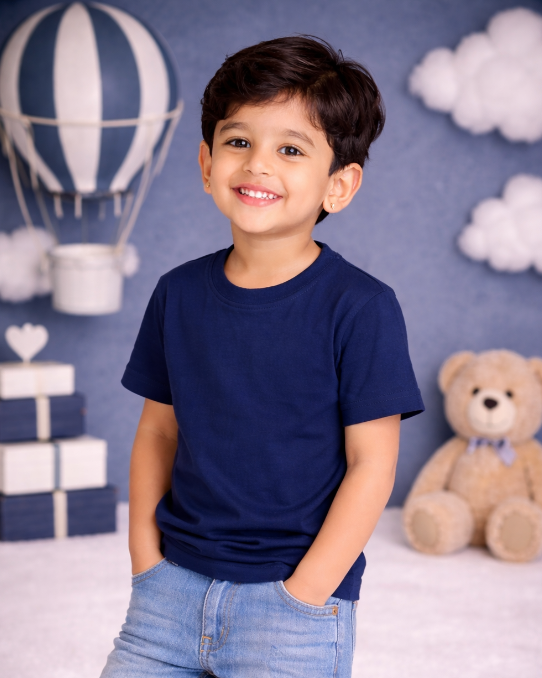Kids Round Neck T-Shirt – Soft & Comfortable Everyday Wear (STARRY NIGHT BLUE)
