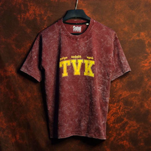 TVK (EXCLUSIVE EDITION) ACID WASH MAROON DROP SHOULDER T-SHIRT