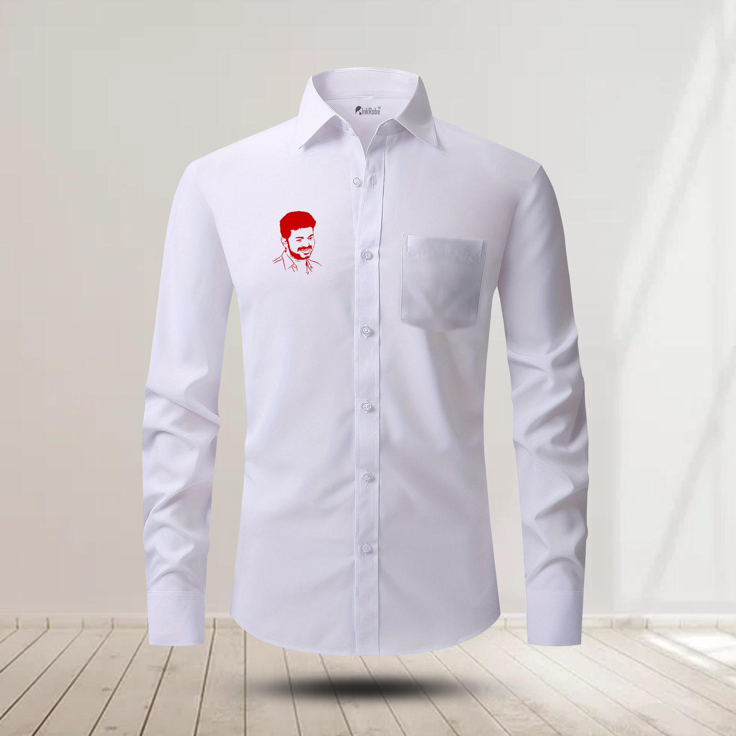 VIJAY FACE LOGO (Red Theme) for TVK white shirt