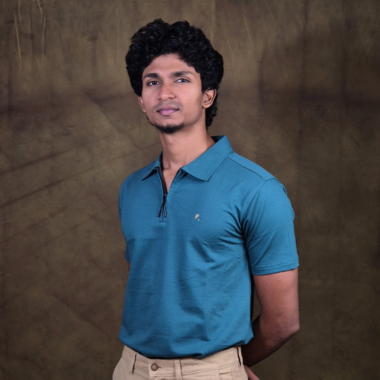 INKROBE'S TEAL GREEN ZIPPER POLO T-SHIRT
