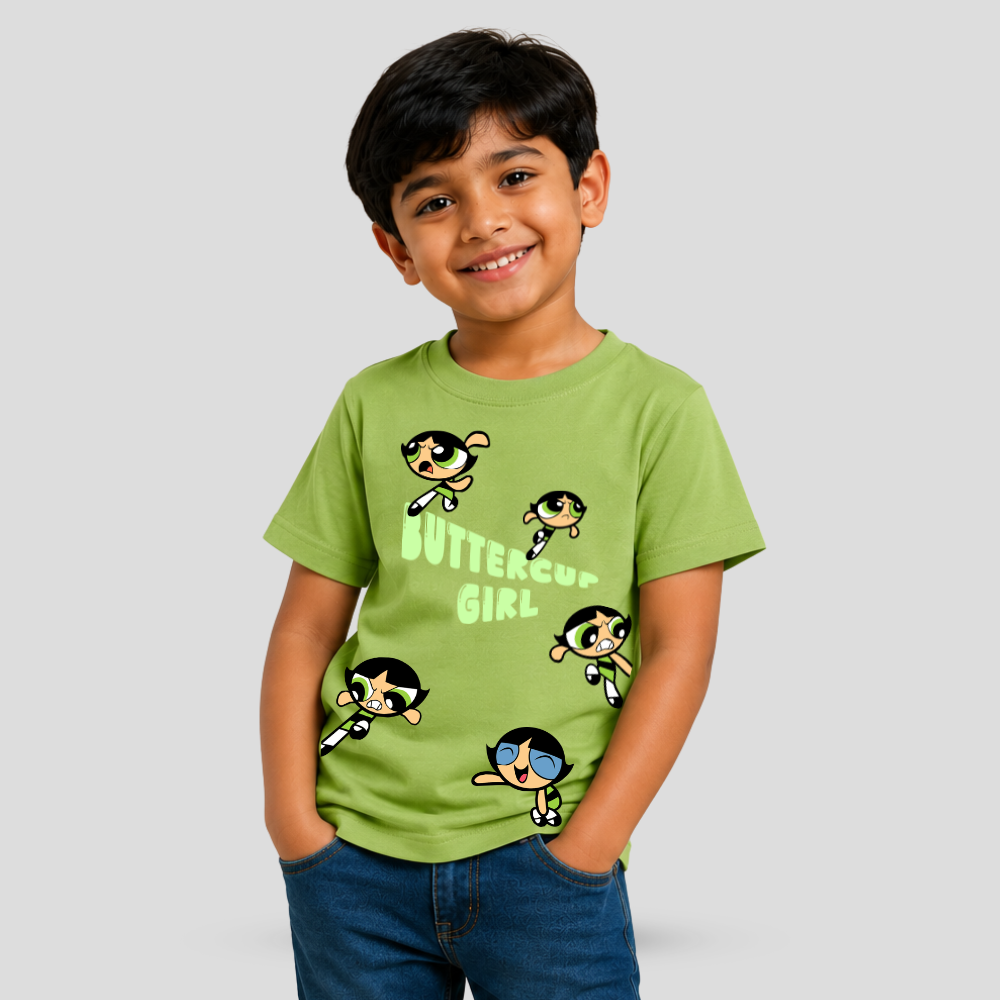 Kids Premium Buttercup Girl Graphic T-Shirt – Soft Cotton Tee - Powerpuff Girls Edition
