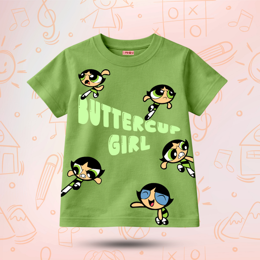 Kids Premium Buttercup Girl Graphic T-Shirt – Soft Cotton Tee - Powerpuff Girls Edition