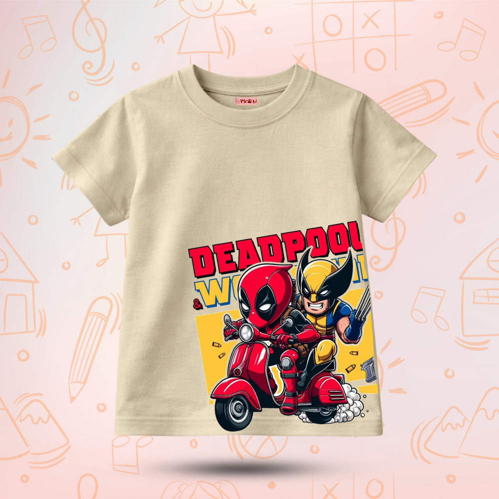 Kids Premium Deadpool Wolverine Graphic T-Shirt – Soft Cotton Tee - Marvel Edition