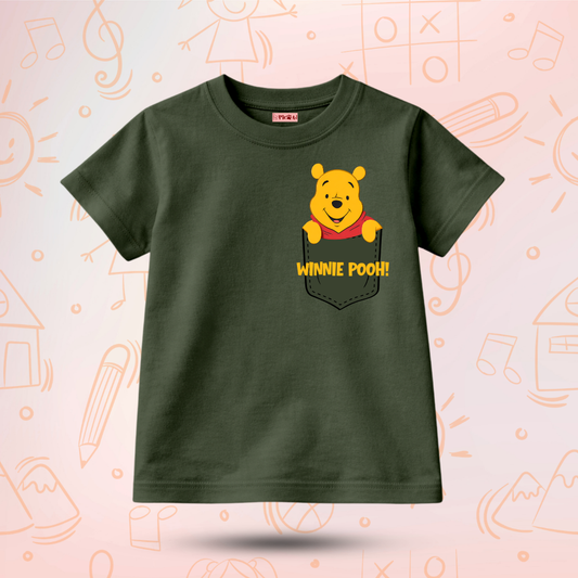 Kids Premium winnie the Pooh Pocket Style T-Shirt – Soft Cotton Tee - Winnie-the-Pooh