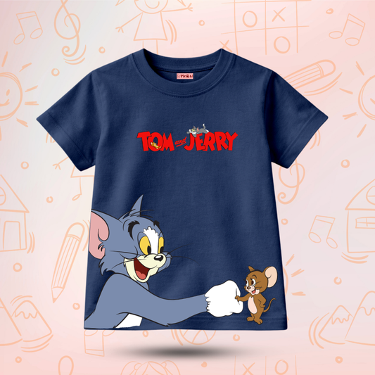 Kids PremiumTom Jerry Friendy Graphic T-Shirt – Soft Cotton Tee - Tom and Jerry Edition