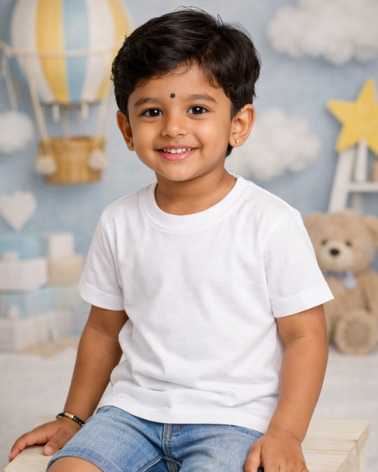 Kids Round Neck T-Shirt – Soft & Comfortable Everyday Wear (SNOWY WHITE)