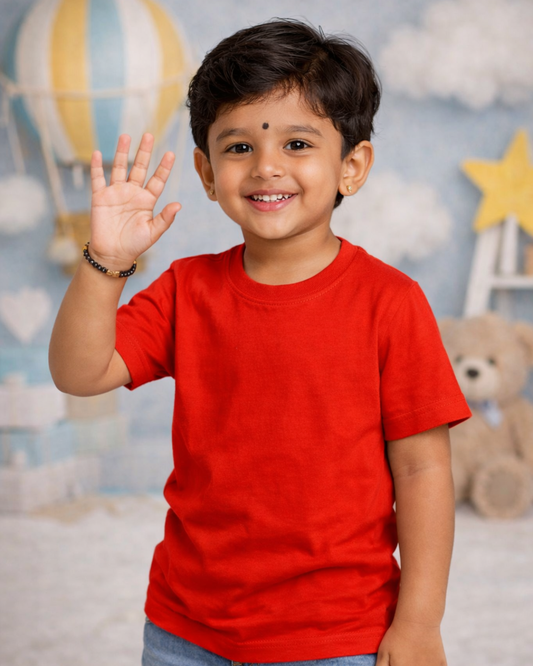 Kids Round Neck T-Shirt – Soft & Comfortable Everyday Wear (APPLE POP RED )