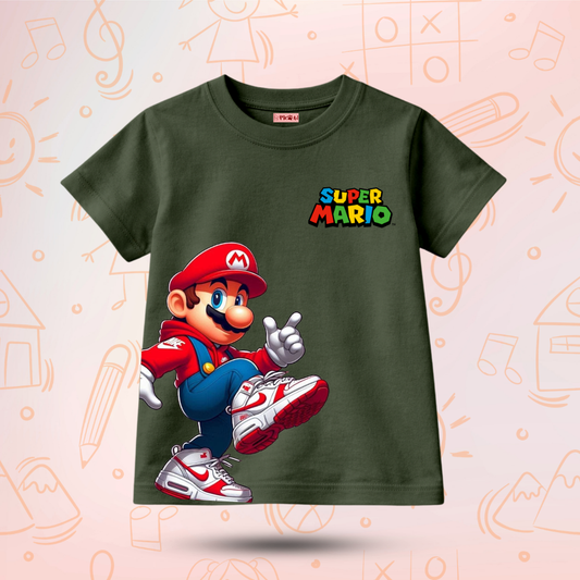 Kids Premium Walking Mario T-Shirt – Soft Cotton Tee - Super Mario Editions