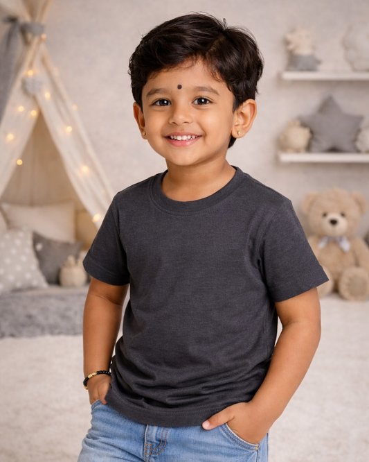Kids Round Neck T-Shirt – Soft & Comfortable Everyday Wear (CUDDLE GREY)