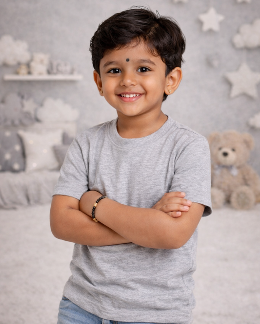 Kids Round Neck T-Shirt – Soft & Comfortable Everyday Wear (PEBBLE GREY)