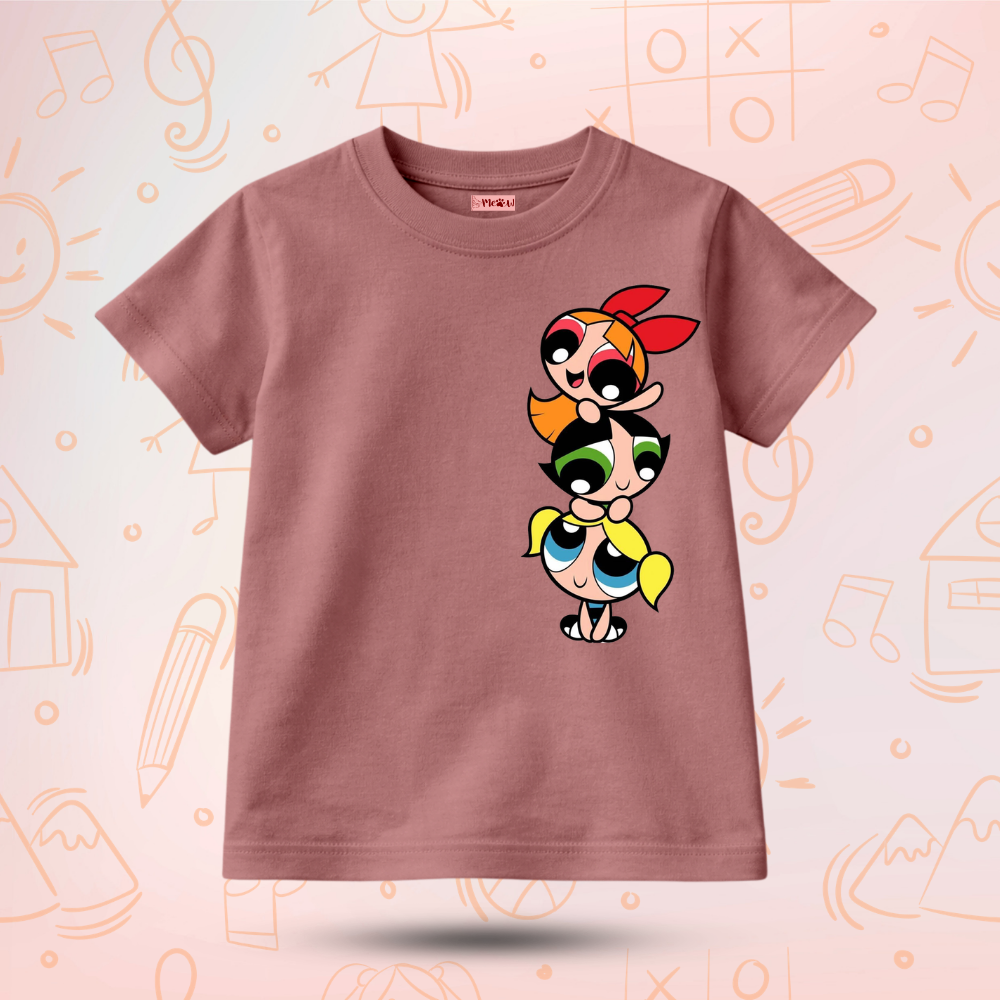 Kids Premium Power Puff girls Graphic T-Shirt – Soft Cotton Tee - Powerpuff Girls Edition
