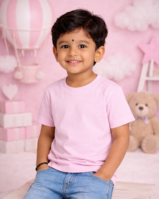 Kids Round Neck T-Shirt – Soft & Comfortable Everyday Wear (BLUSH PINK)