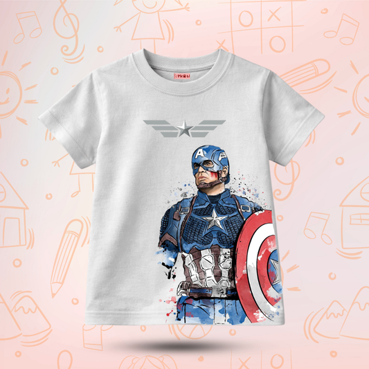 Kids Premium Captian America Graphic T-Shirt – Soft Cotton Tee - Marvel Edition