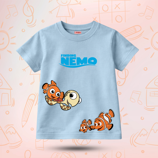 Kids Premium Nemo with Tortoise T-Shirt – Soft Cotton Tee - Finding Nemo Editions