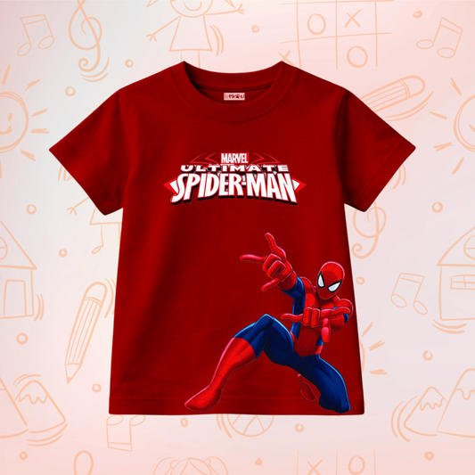 Kids Premium Ultimate Spiderman Graphic T-Shirt – Soft Cotton Tee - Marvel Edition