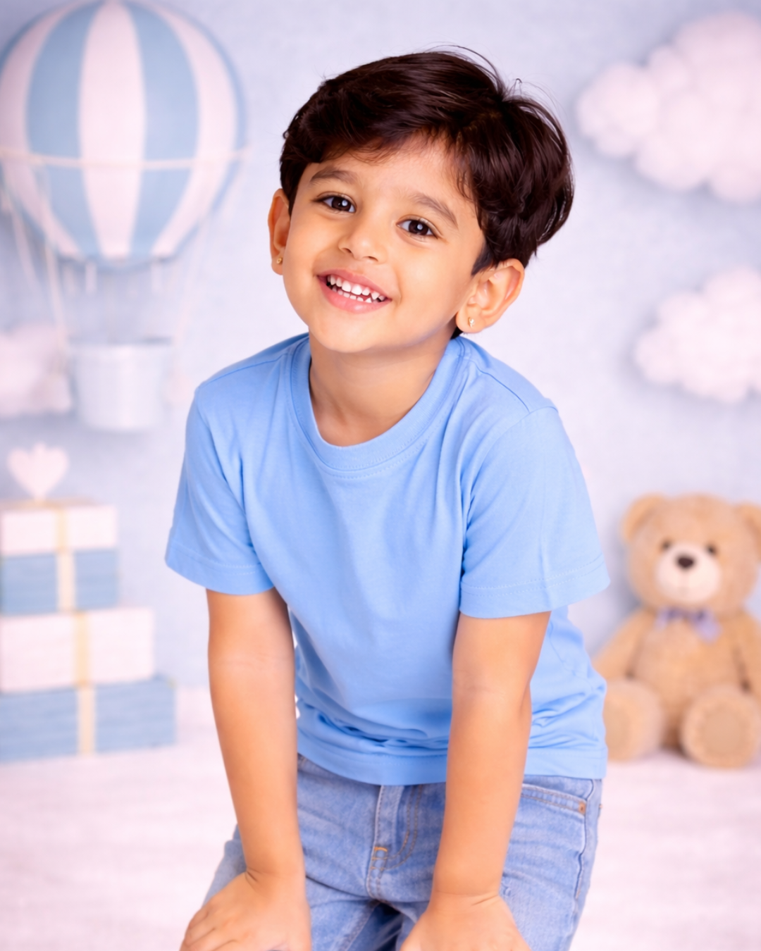 Kids Round Neck T-Shirt – Soft & Comfortable Everyday Wear (BABY SKY BLUE)
