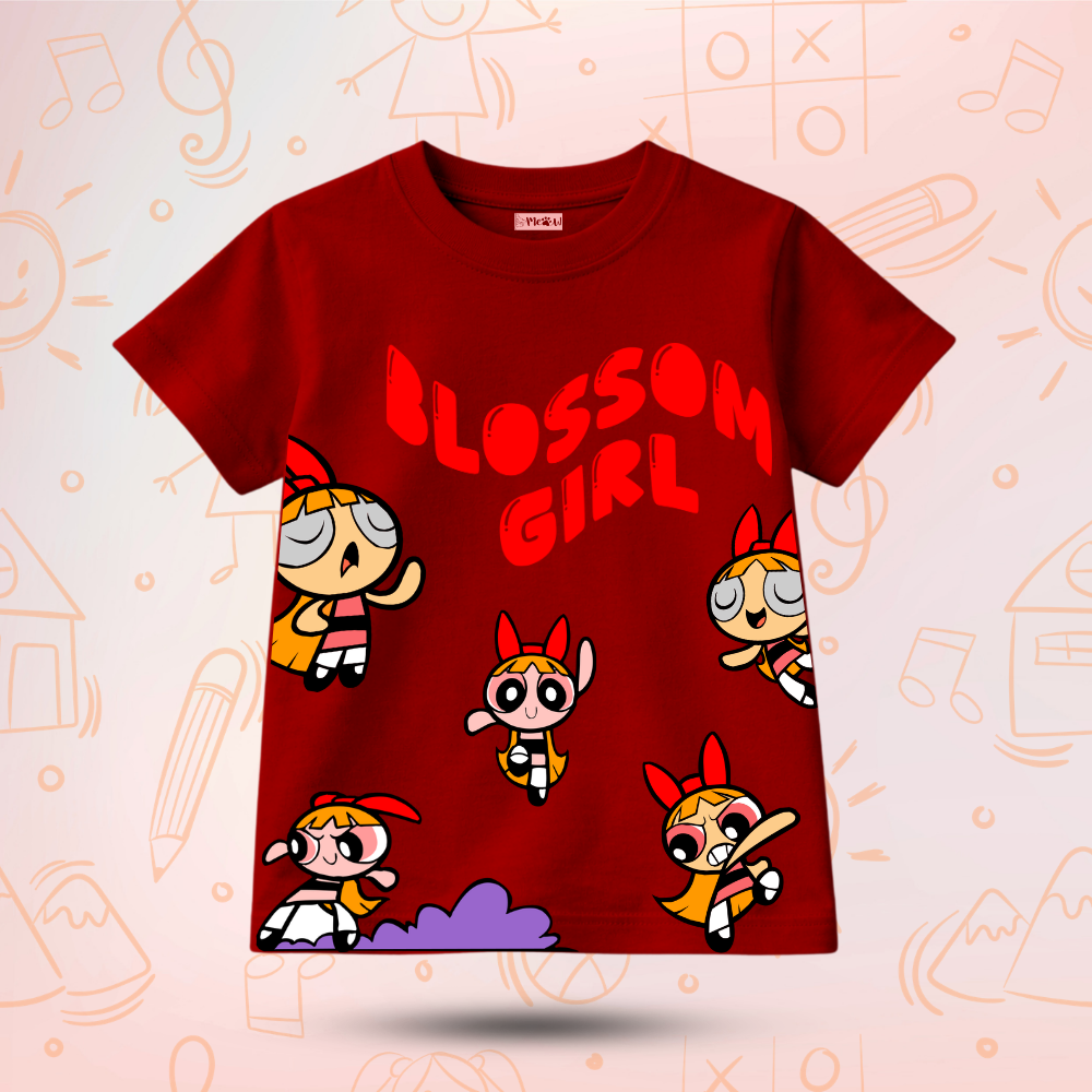 Kids Premium Blossom Girl Graphic T-Shirt – Soft Cotton Tee - Powerpuff Girls Edition