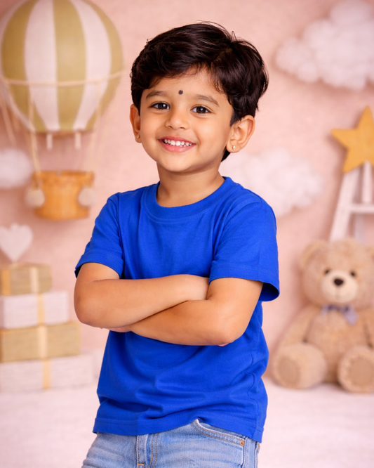 Kids Round Neck T-Shirt – Soft & Comfortable Everyday Wear (PRINCE BLUE)