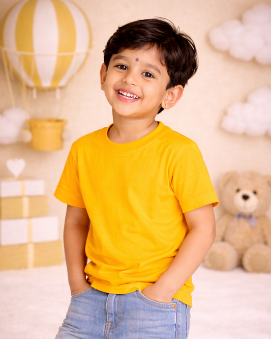Kids Round Neck T-Shirt – Soft & Comfortable Everyday Wear (GOLDEN HONEY)